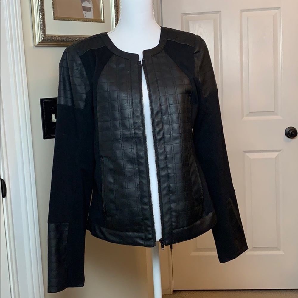 Faux leather and fabric jacket.